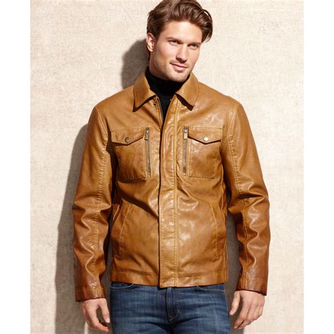 michael kors men's faux leather jacket|michael kors men's leather jacket.